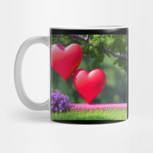 Valentine Wall Art - Hearts growing together - Unique Valentine Fantasy Planet Landsape - Photo print, canvas, artboard print, Canvas Print and T shirt Mug